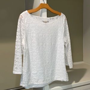 Three quarter length sleeved ivory lace top
